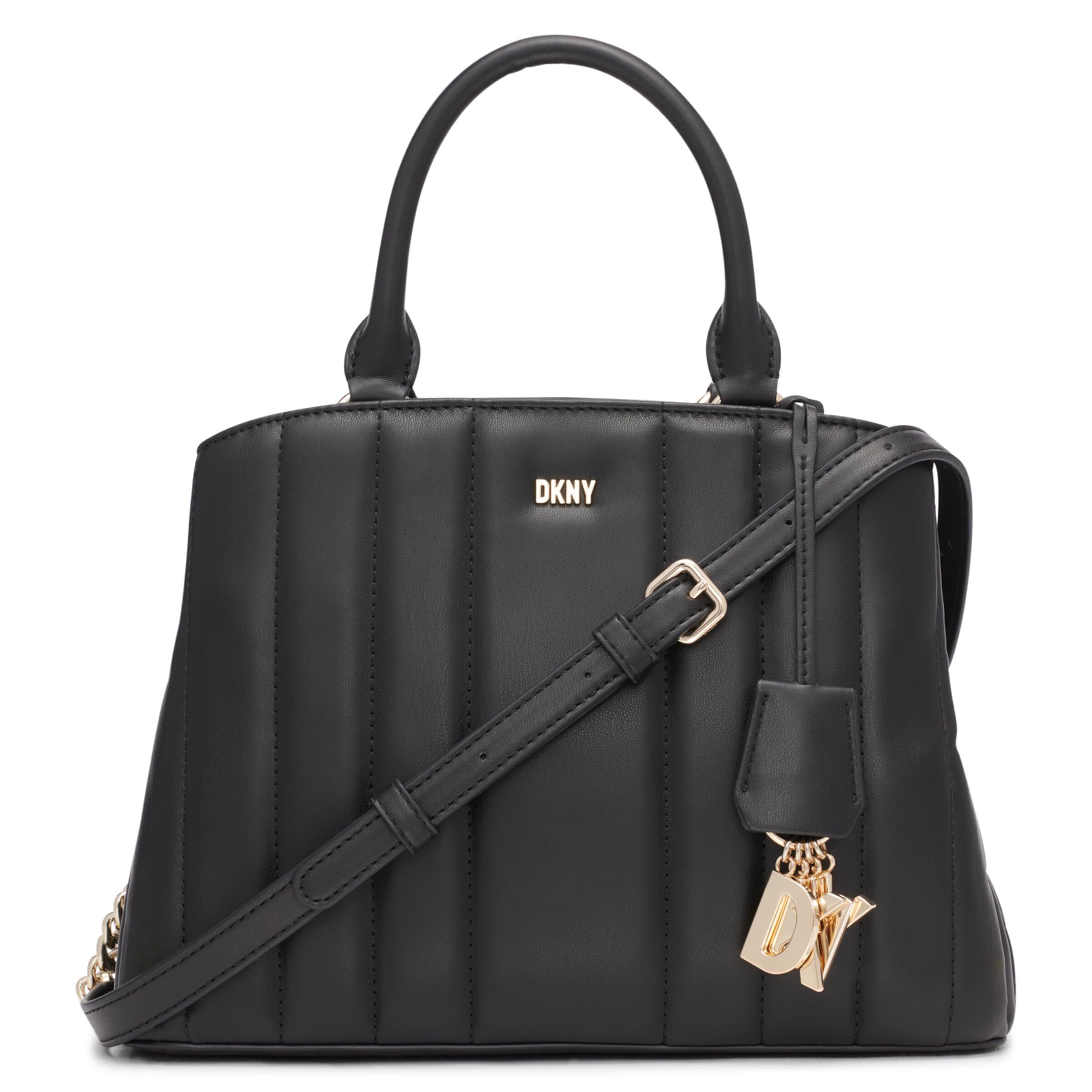 1509 Lexington Park Medium Satchel With Logo Chain, Black/Gold, One Size